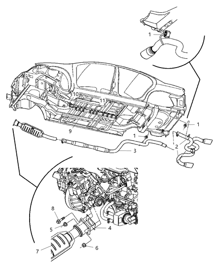 2004 Dodge Neon Exhaust Extension Pipe Diagram for 5278831AE
