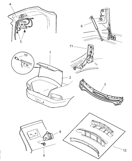 1998 Chrysler Sebring Convertible Deck Lid Diagram