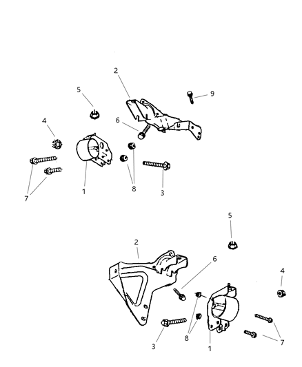 2002 Dodge Dakota Engine Mounting, Front Diagram 6