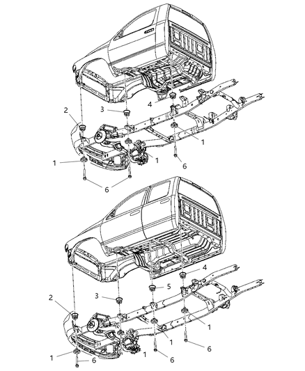 2003 Dodge Ram 2500 ISOLATOR-Body Hold Down Diagram for 55276252AB