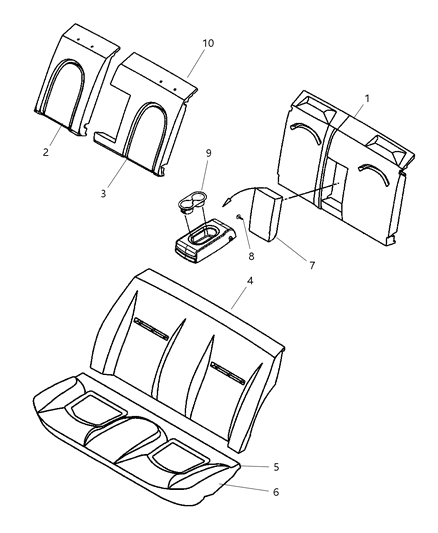 2003 Dodge Intrepid Rear Seat Cushion Diagram for YP691L5AA