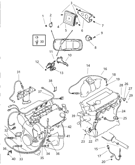 1997 Chrysler Sebring Relays - Sensors - Control Units Diagram 1