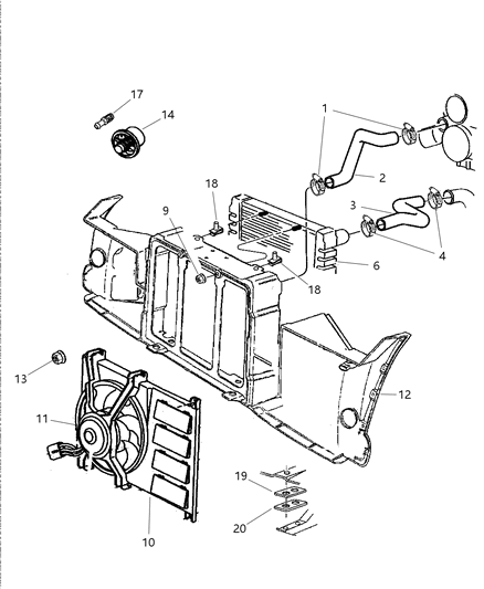 1998 Dodge Viper Radiator & Related Parts Diagram