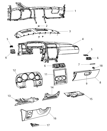 2010 Dodge Challenger Reinforce-Instrument Panel Diagram for 68060258AA