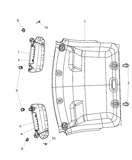 2013 Ram 3500 Headliners & Visors Diagram