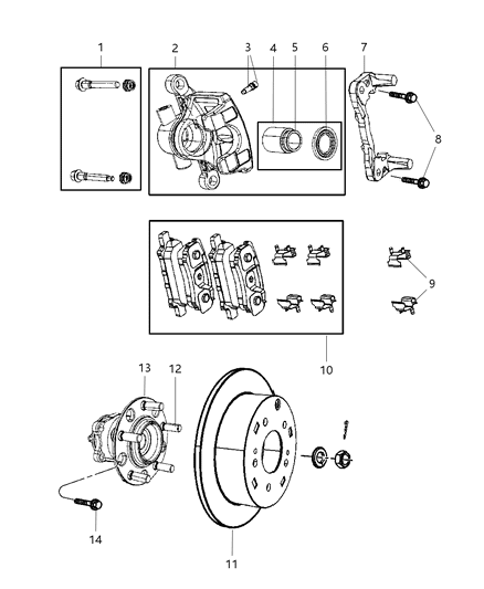 2011 Chrysler 200 Brakes, Rear, Disc Diagram