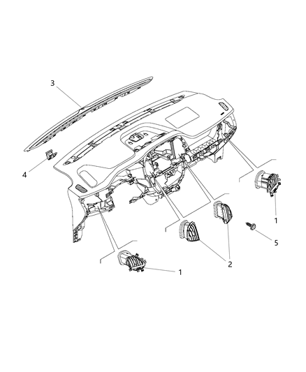 2017 Ram ProMaster City Instrument Panel Trim, Outlets Diagram