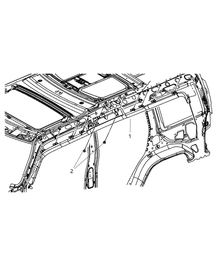 2008 Jeep Commander Side Curtain Air Bag Diagram for 55315092AI