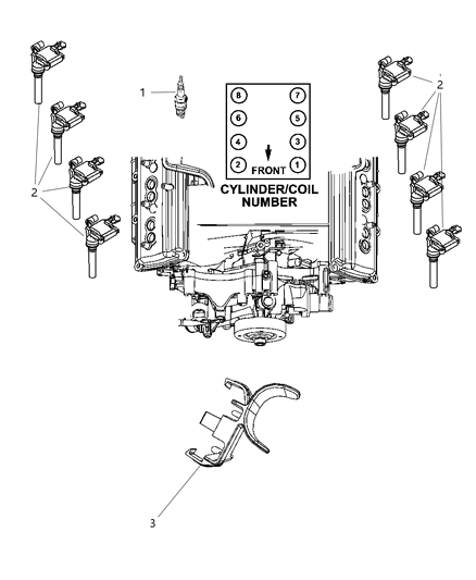 2009 Dodge Ram 2500 Ignition Spark Plugs, Coils Diagram