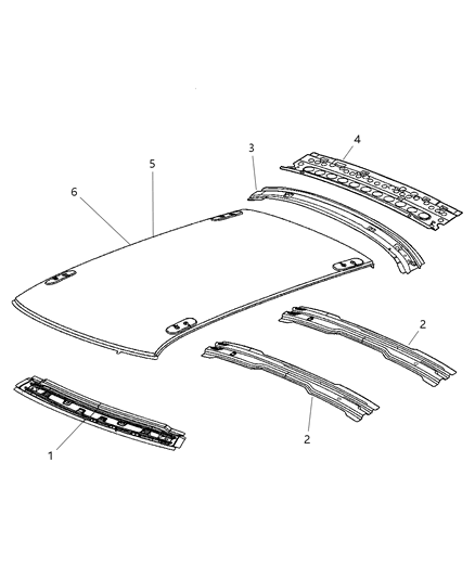 2008 Chrysler 300 Panel-Roof Diagram for 68036653AA