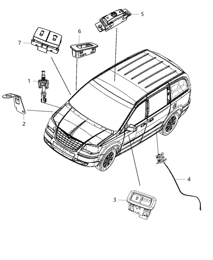 2015 Chrysler Town & Country Switches Body Diagram