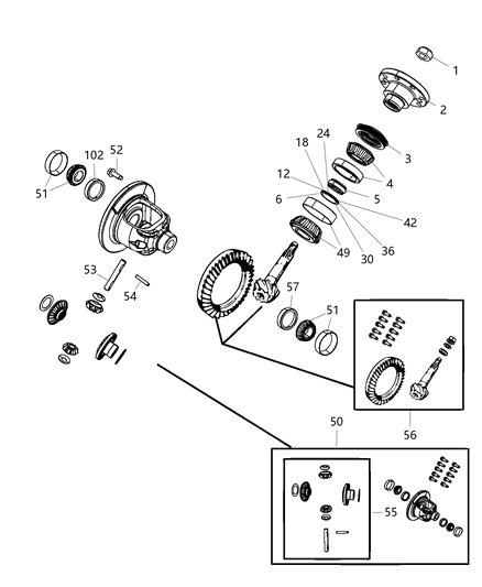 2018 Jeep Wrangler SHIM-Differential Bearing Diagram for 68404516AA