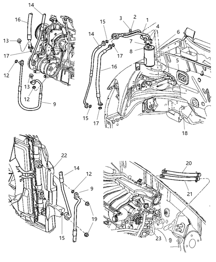 2005 Chrysler PT Cruiser Plumbing - A/C & Heater Diagram 1