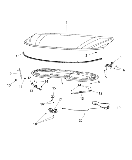 2017 Chrysler Pacifica Hood Panel Diagram for 68185639AB