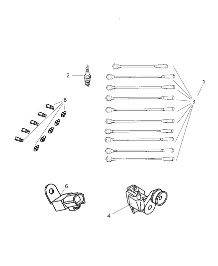 2005 Dodge Ram 1500 Spark Plugs, Cables & Coils Diagram