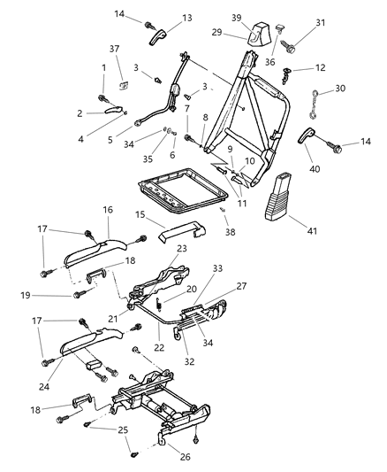 1997 Chrysler Sebring Attaching Seat Parts Diagram