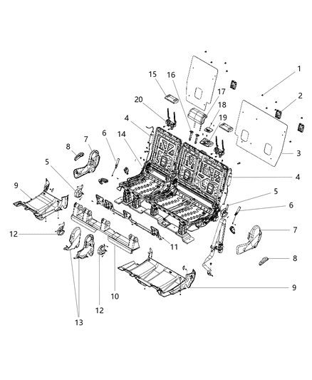 2017 Dodge Durango HEADREST-Second Row Diagram for 1WK63HL1AB