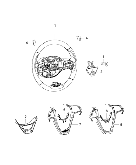 2017 Jeep Grand Cherokee Bezel-Steering Wheel Diagram for 5QV36NCCAB