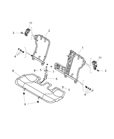 2015 Jeep Renegade Rear Seat - Adjusters, Recliners And Shields Diagram 1
