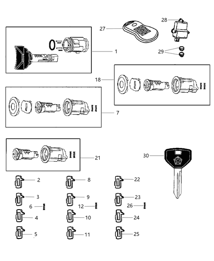 2002 Jeep Liberty Rod-Lock Cylinder Diagram for 5072944AA