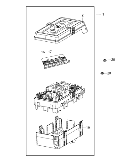 2020 Jeep Wrangler Power Distribution Center Diagram for 68370554AC