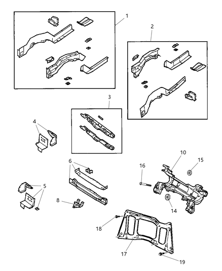 1999 Chrysler Town & Country Frame, Front Diagram