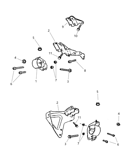 2004 Dodge Dakota Engine Mounting, Front Diagram 3