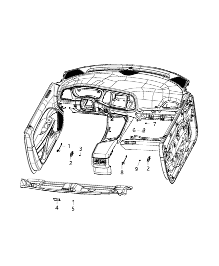 2020 Dodge Challenger Lamps, Interior Diagram 1