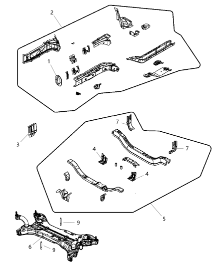 2010 Dodge Caliber Rail-Frame Front Diagram for 5074803AG