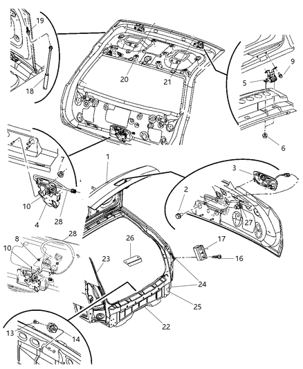 2008 Dodge Magnum Liftgate Hinge Diagram for 5112180AB