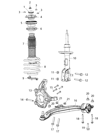 2017 Chrysler Pacifica Suspension Control Arm Front Diagram for 68229020AG