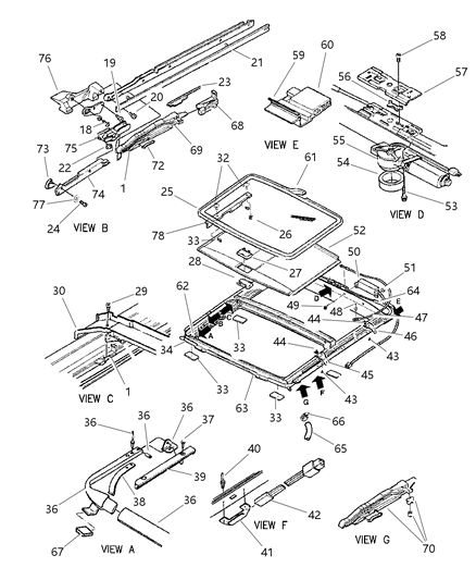 1997 Chrysler LHS Sunroof Diagram