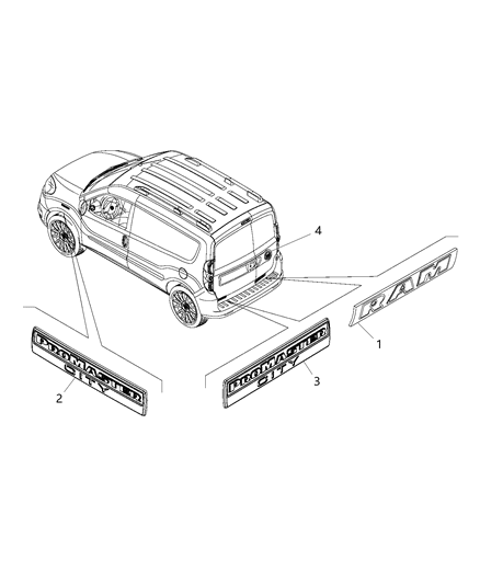 2016 Ram ProMaster City NAMEPLATE-Front Door Diagram for 68235559AA