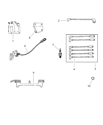 1998 Jeep Grand Cherokee Spark Plugs, Cables & Coils Diagram 2