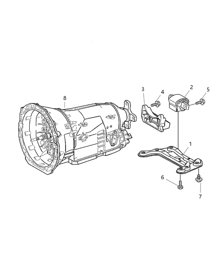 2005 Chrysler Crossfire Transmission Rear Bracket & Mount Diagram 2