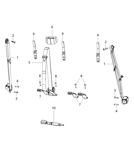 2012 Ram 3500 Rear Center Shoulder Seat Belt Diagram for 5KQ55BD3AA