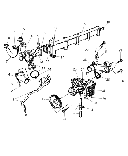 2000 Jeep Grand Cherokee Water Pump & Related Parts Diagram 3