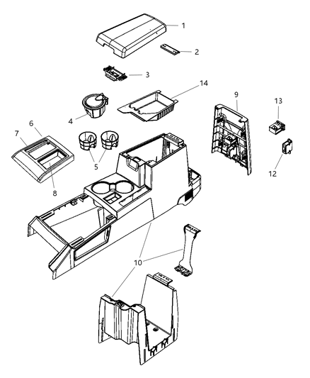 2010 Dodge Nitro Console-Floor Diagram for 5KE541J8AJ