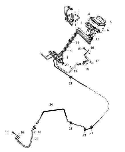 2017 Ram 1500 Hcu, Brake Tubes And Hoses, Front Diagram