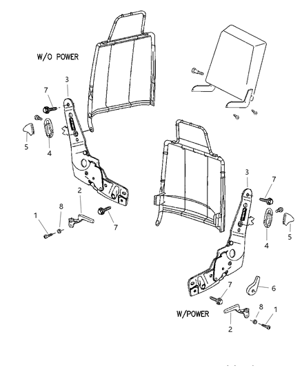 1997 Dodge Ram 2500 Recliners & Attaching Parts - Split Bench Seat Diagram