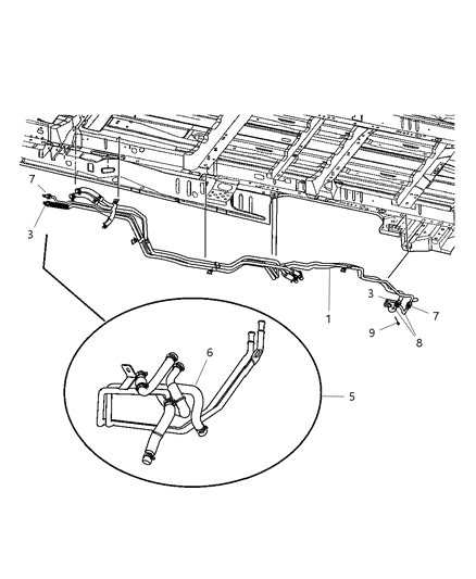 2006 Chrysler Town & Country Plumbing - A/C & Heater, Rear Diagram