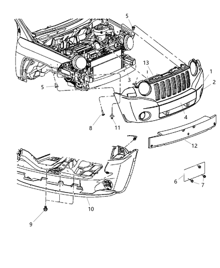 2008 Jeep Compass Fascia, Front Diagram