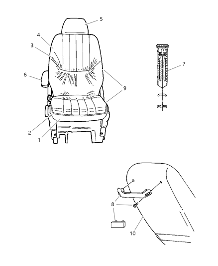 2003 Chrysler Town & Country Front Seat Cushion Diagram for UN001QLAA