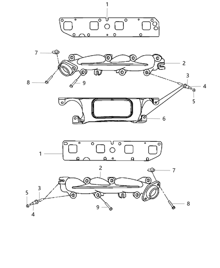 2013 Dodge Durango Exhaust Manifolds & Heat Shields Diagram