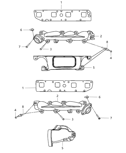 2009 Chrysler Aspen Exhaust Manifolds & Heat Shields Diagram 3