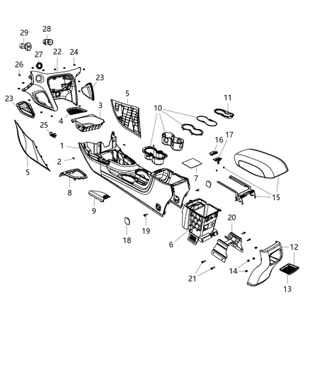 2015 Dodge Dart Bezel-Floor Console Diagram for 1TQ51DX9AC
