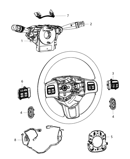 2014 Dodge Avenger Switches - Steering Column & Wheel Diagram