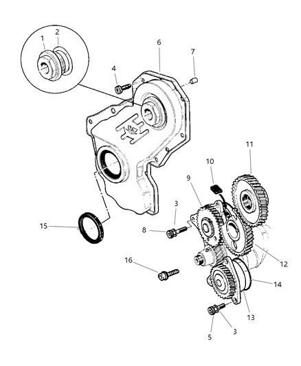 2001 Jeep Cherokee Timing Cover & Related Diagram 1