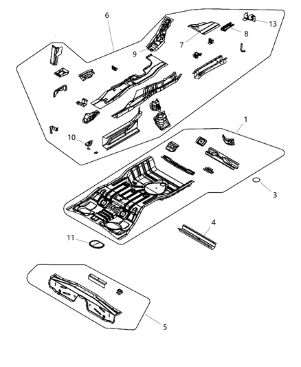 2010 Dodge Avenger Extension-Rear Rail Diagram for 5076316AA