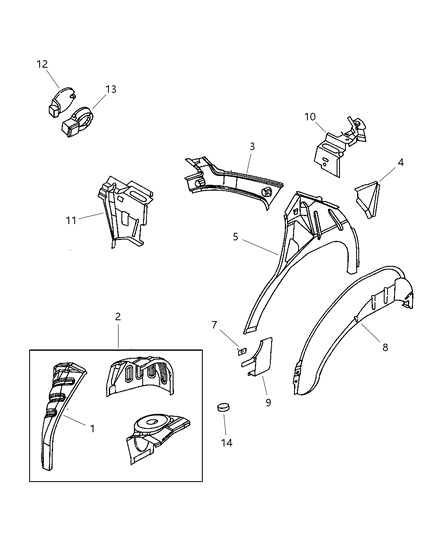 1997 Dodge Neon Quarter Panel Diagram 2